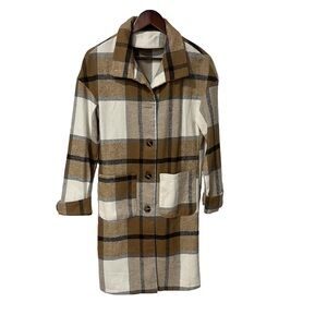 Plaid Women's Coat in Brown and White